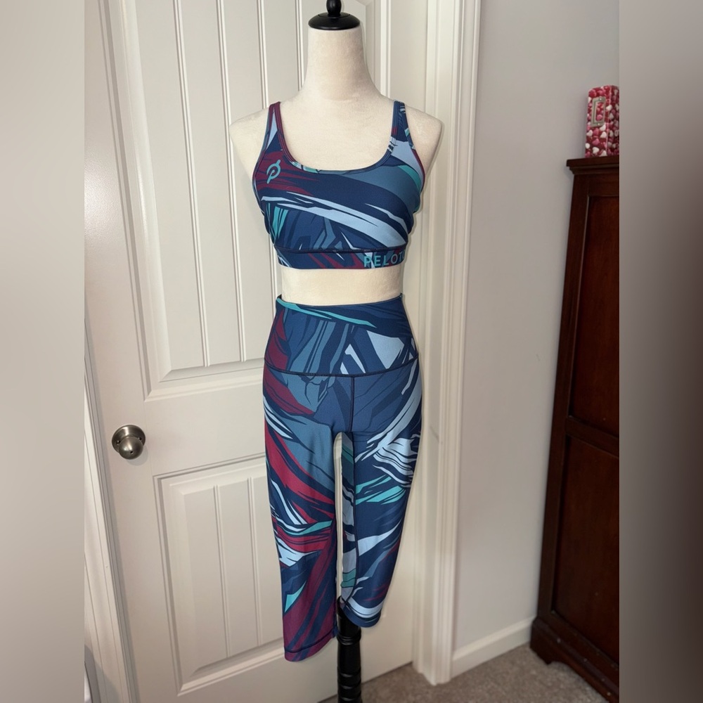 Peloton Blue and Red Reversible Tights and Bra - M